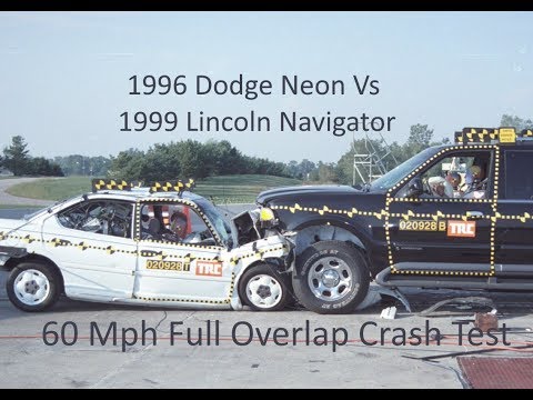 1996 Dodge Neon Vs. 1999 Lincoln Navigator NHTSA Full Overlap Frontal Crash Test (60 Mph Combined)