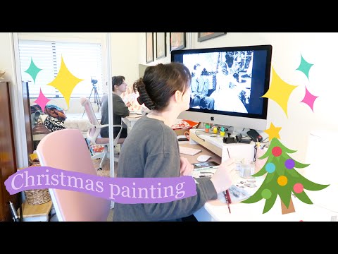 gouache painting of it's a wonderful life!! 🎄painting process