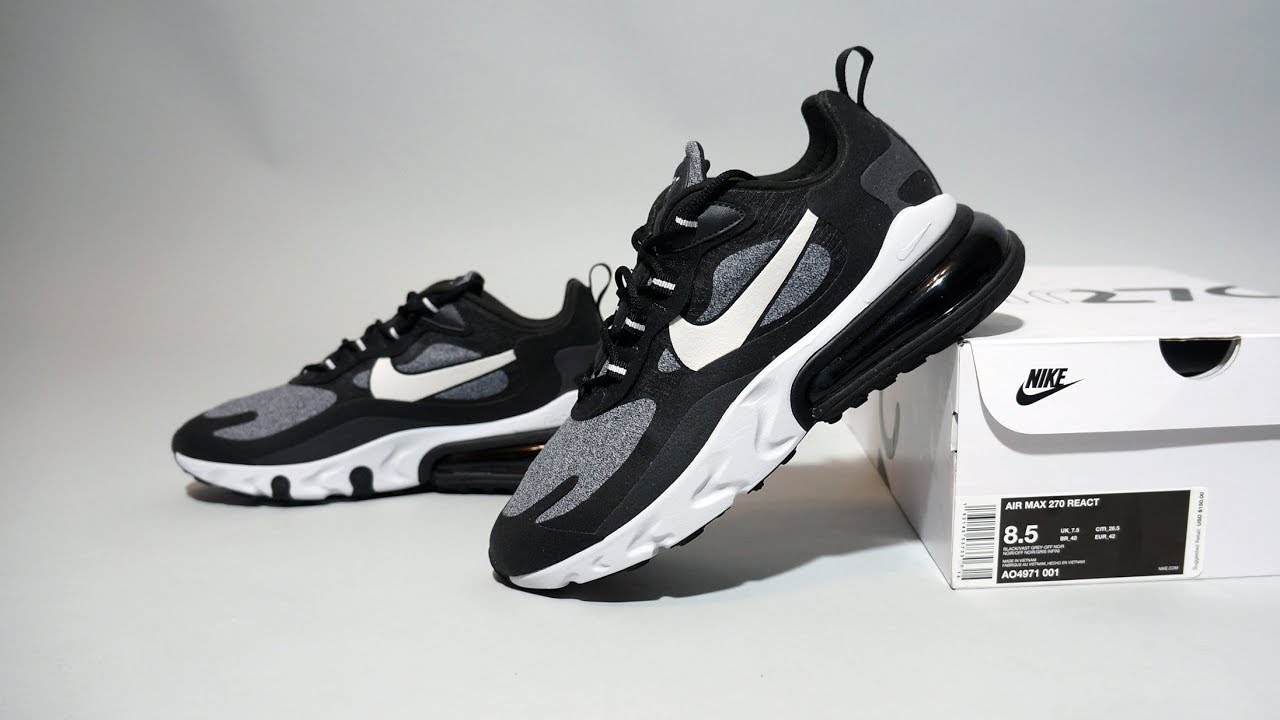Nike Air Max 270 React Black Grey White AO4971-001 + AT6174-001 Release  Date