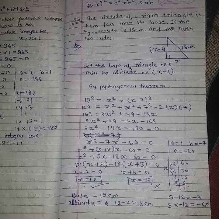 Class 10th math chapter 4 quadratic equation exercise 4 2 question no 5
