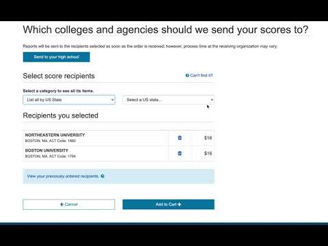 Sending ACT Scores