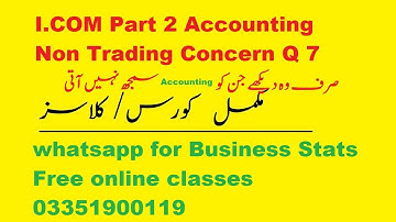 Non Profit Organization I.Com Q 7 | Non Trading Concern I.com part 2 Questions 7