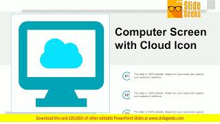 Computer Screen With Cloud Icon Ppt Powerpoint Presentation Infographics Display