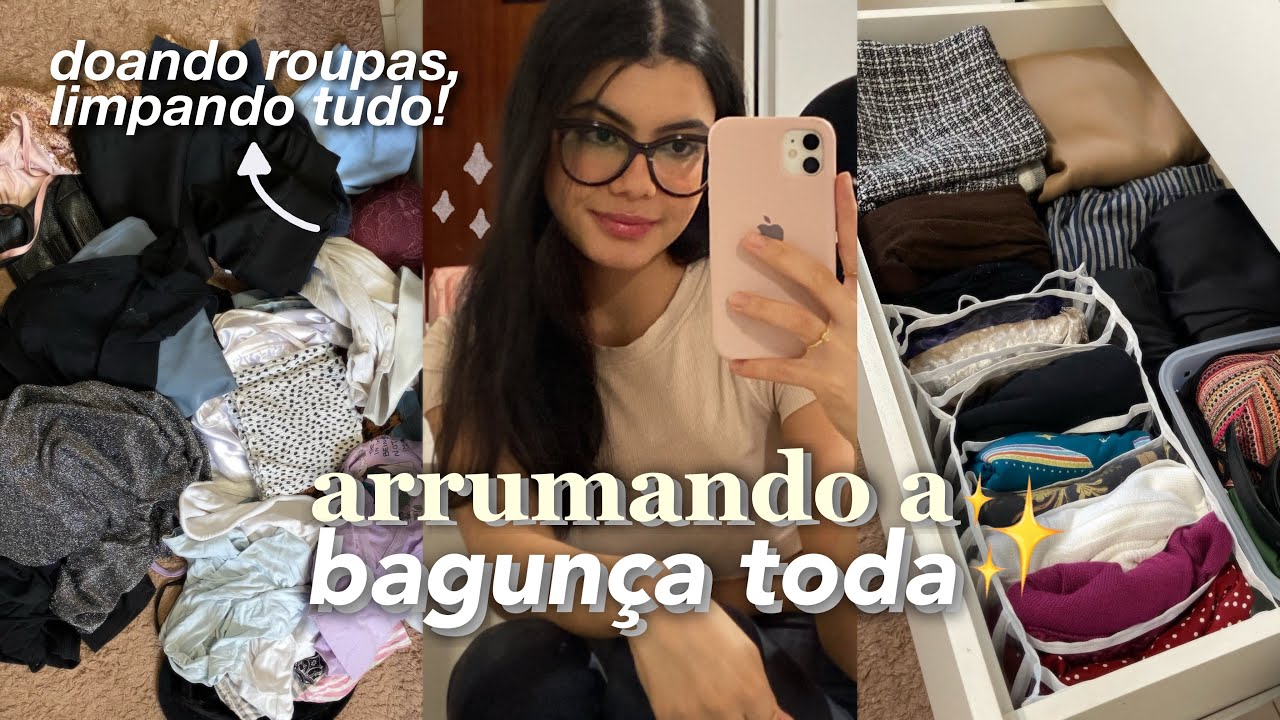 limpando e arrumando meu quarto INTEIRO (do caos a ordem) | guarda-roupa, gavetas..🧺