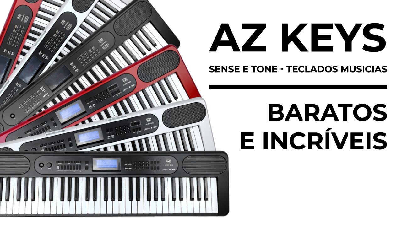 Kit Teclado Musical 61 Teclas AZ Keys TONE KT61 Preto Bivolt + Suporte