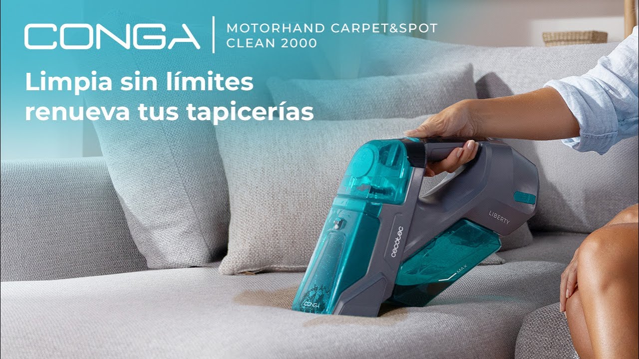 Aspirador de estofados de mão Conga MotorHand Carpet&Spot Clean 2000. Potência de 90W e 25 minutos de autonomia.