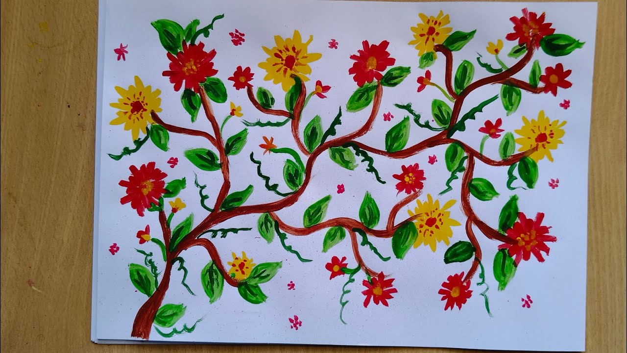 Viral flower tree painting #trending #viral #shortvideo #easypainting 