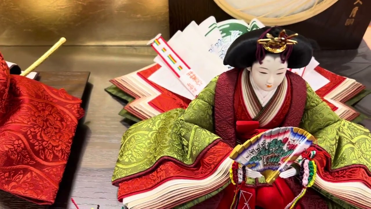 久月 置物 慈愛 雛人形 平飾り 久月x清水久遊作 茜 ｜梅屏風