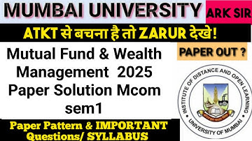 ❤️University Solution❤️ |2025 Mcom Nep Sem1| Mutual Fund & Wealth  Management | Important Questions