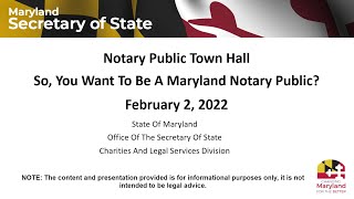 Notary Public Town Hall: So, You Want To Be A Maryland Notary Public