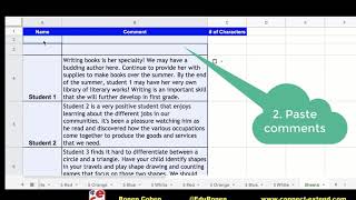 Report Card Comments- Count Characters