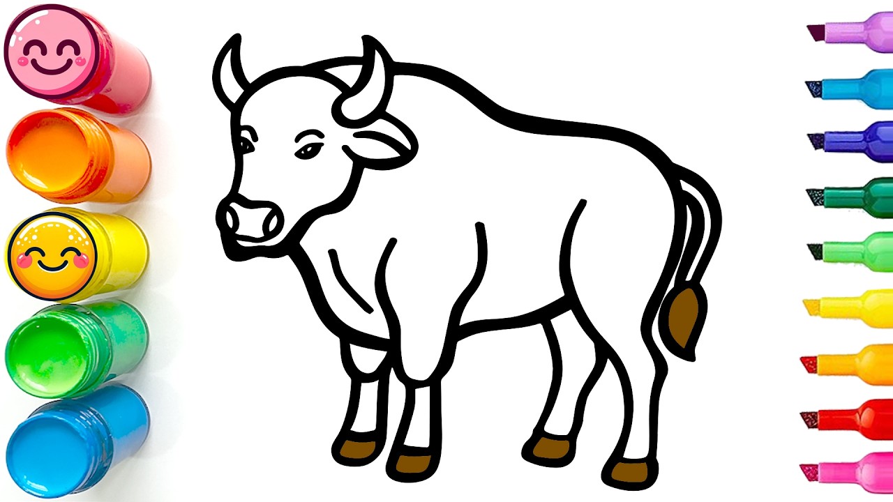 Drawing and Coloring a Hardworking Cow | Easy Step by Step Tutorial for Beginners