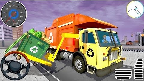 Garbage Trash Truck Realistic Simulator 3D - City Road Garbage Dumper Truck Driver- Android GamePlay