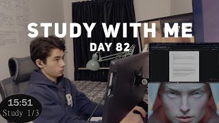 Day 82: REAL TIME study with me (no music): 3 HOUR Productive Pomodoro