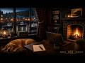 Rainy Scottish Pub Ambience | Warm Fire, Sleeping Dog, and Harbor Lights