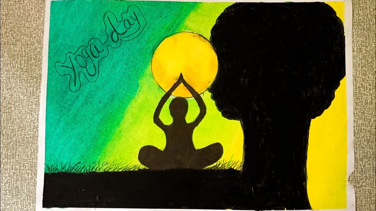 How to draw step by step yoga pose using oil pastel for beginners and
