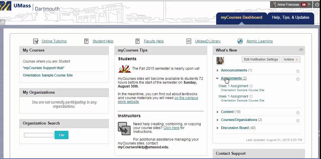 MyCourses Dashboard Tour - YouTube
