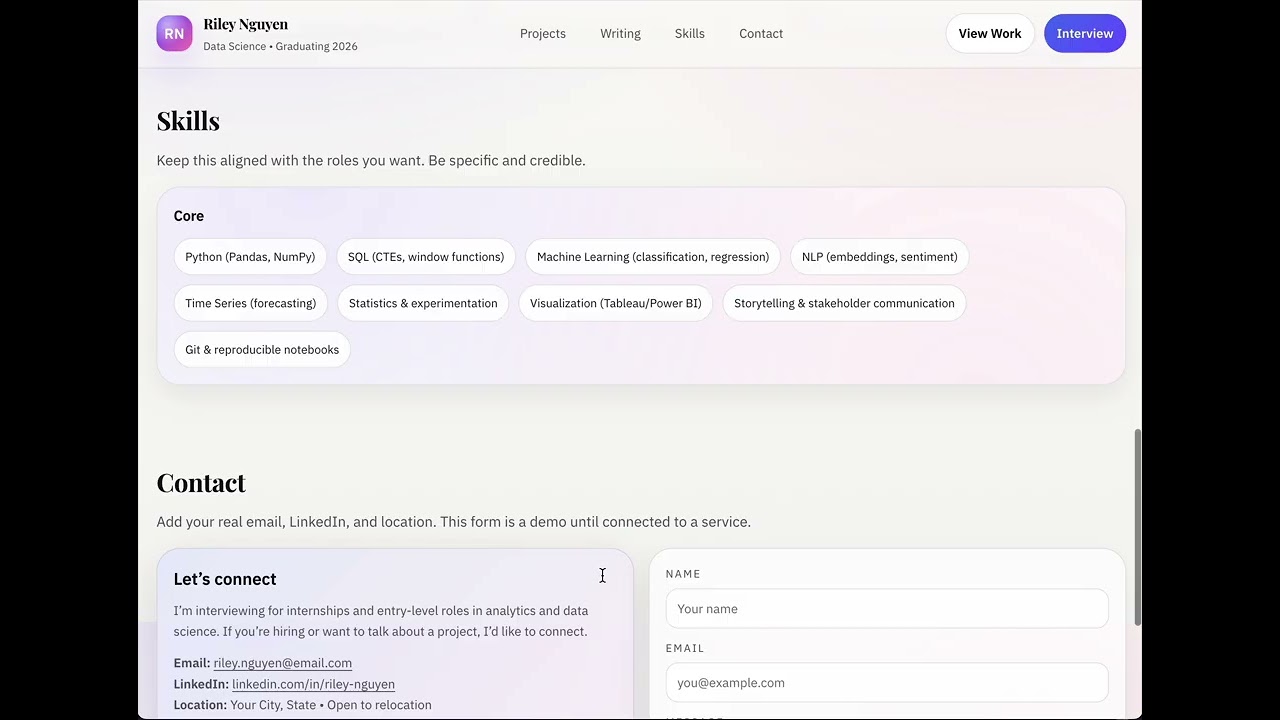 Data Science Portfolio Website