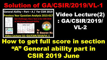 CSIR 2019 II Answer of Mock Test II Important Topics For CSIR 2019 II General Aptitude II
