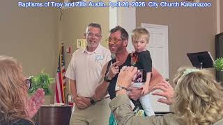 Baptized exactly one year after release from jail: Dad baptized with son :)