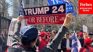 Protesters For And Against Trump Demonstrated Outside Manhattan Courthouse Where Trump Was Arraigned