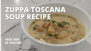 Healthy Macro-Friendly High Protein Zuppa Toscana Soup Recipe (Over 100g of Protein!)