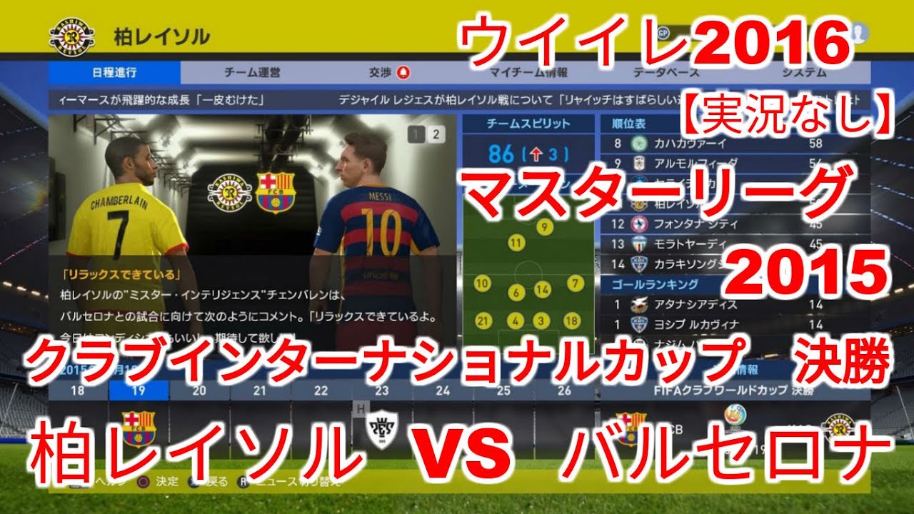 柏レイソル Vs バルセロナ マスターリーグ 15 クラブインターナショナルカップ 決勝 ウイイレ16 Youtube