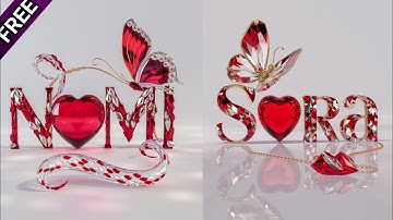 How To Create 3d Crystal White And Red Art Name Dp With  Heart Ai Images | Bing image Creator #meta