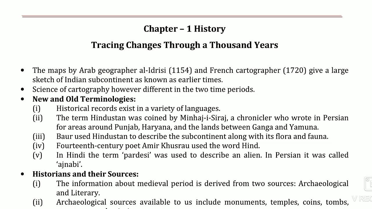 Tracing changes through a thousand years /Short notes YouTube