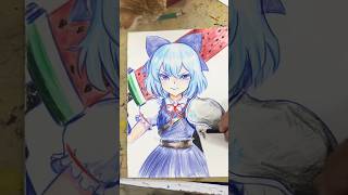drawing of the character Cirno from the Touhou Project game series. #drawing #歌詞動画 #artist #anime