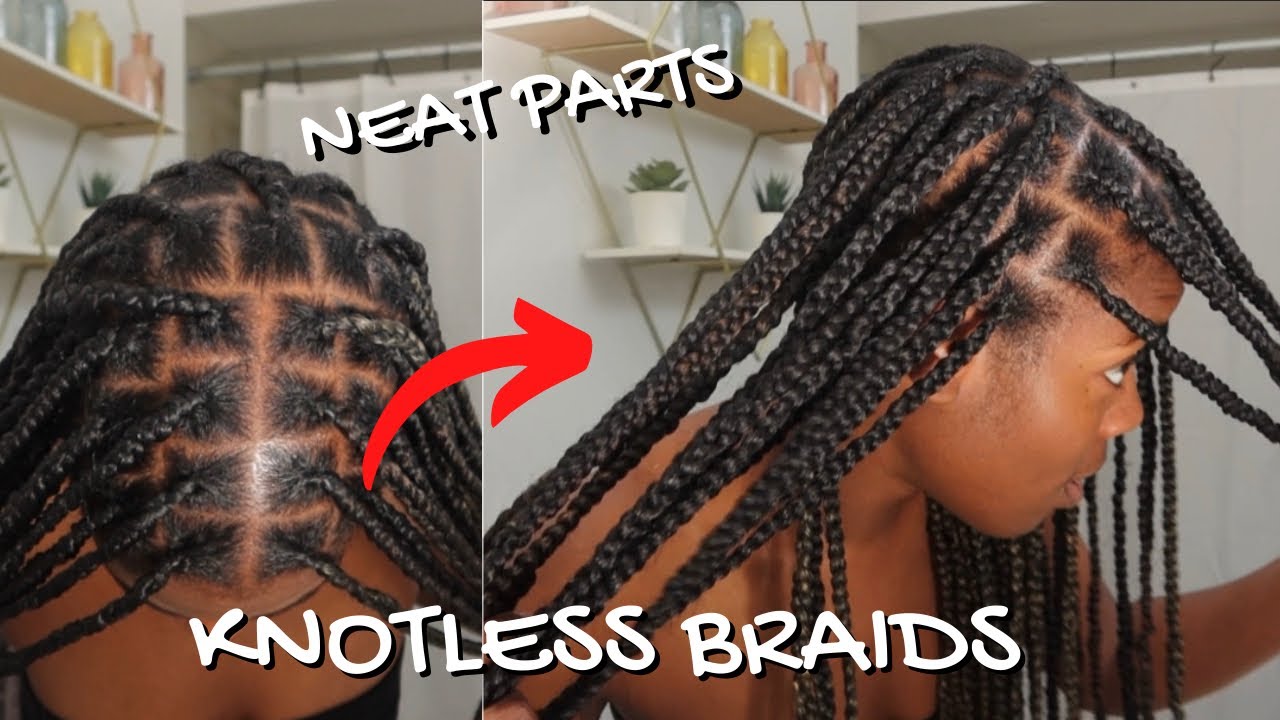 EASY KNOTLESS BRAIDS TUTORIAL 🔥 BEGINNER FRIENDLY NEAT PARTS + GRIP