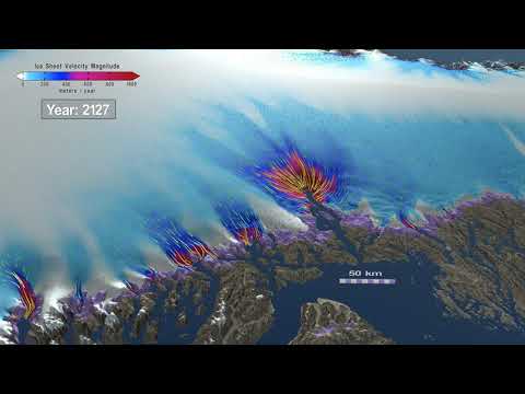 Jakobshavn Regional View of Simulated Greenland Ice Sheet Response Scenario RCP 8.5: 2008 - 2300