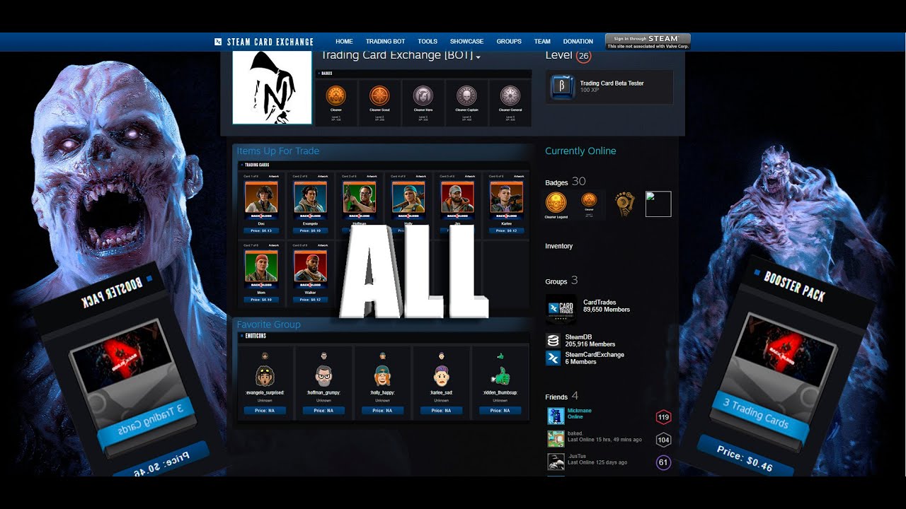 ALL Steam Back 4 Blood  Cards, Backgrounds and other cosmetic