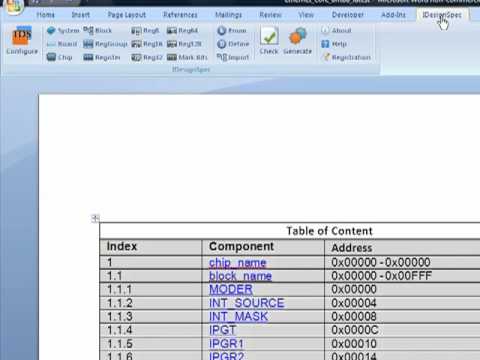 IDesignSpec : Register Generator