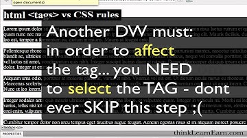 Dreamweaver CS5 tutorial lesson create your first webpage how to build SEO html5 tags vs CSS rules