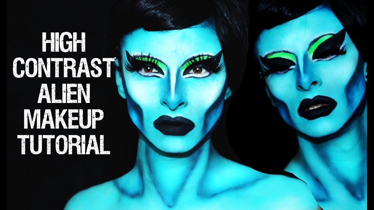 High Contrast Alien | Halloween Makeup Tutorial - YouTube