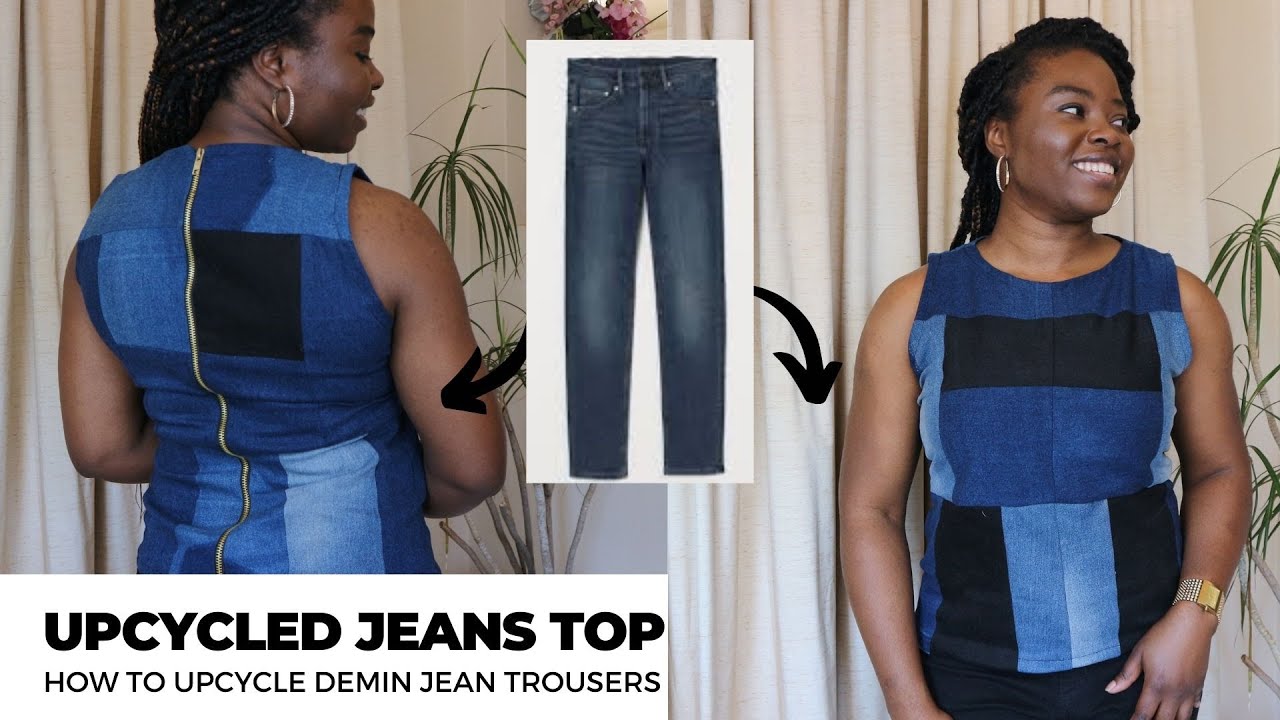 DIY Jeans Patchwork Top ft @KimDave How to upcycle demin jeans 