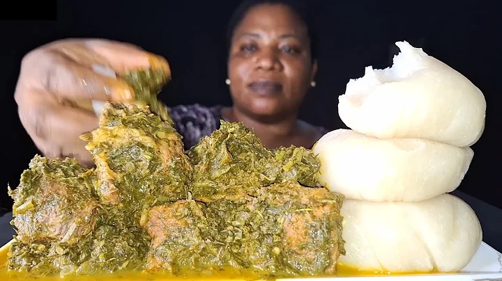 African food mukbang Afang soup and fufu mukbang