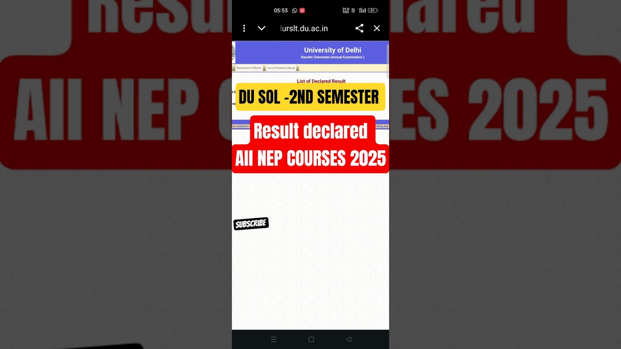 DU SOL 2nd Semester Result NEP Courses - 2025 Declared ✅ | How TO Check SOL result 