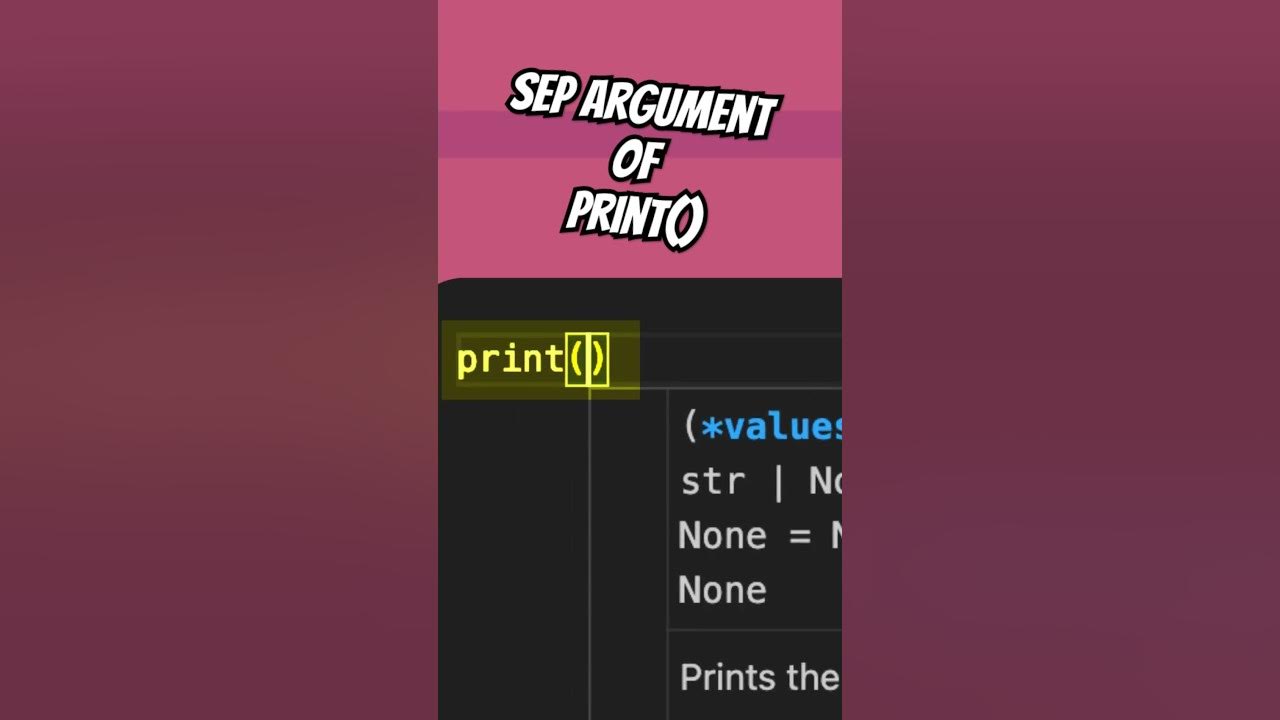 sep argument of print() function is powerful #python #pythontips - YouTube