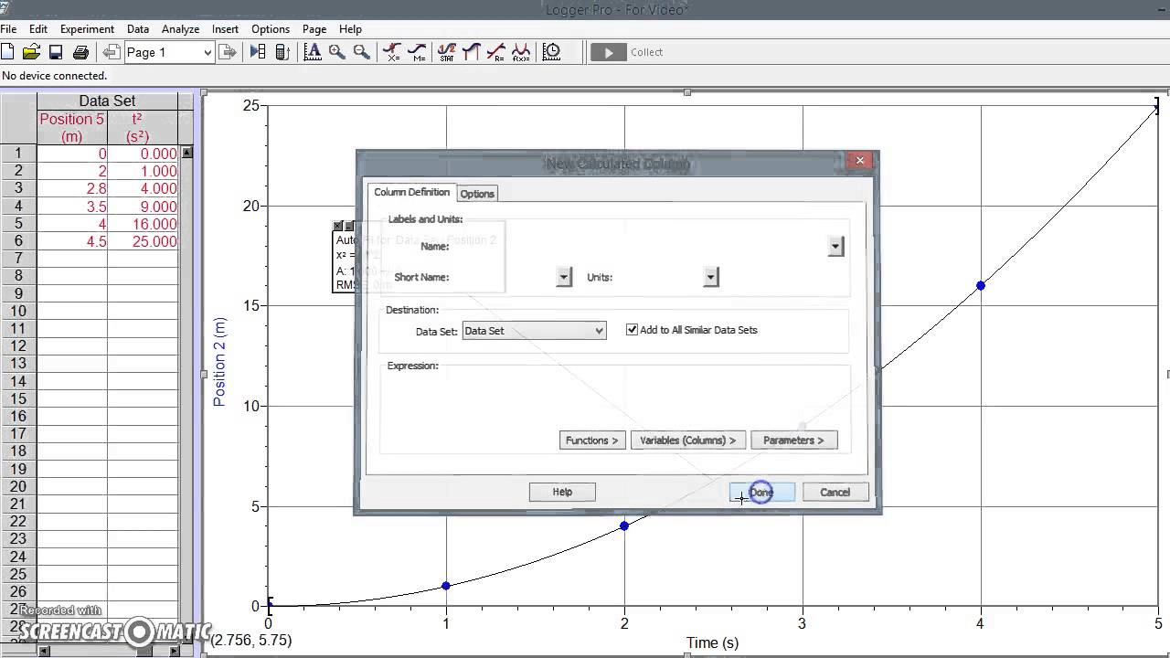 Linearizing Data in LoggerPro