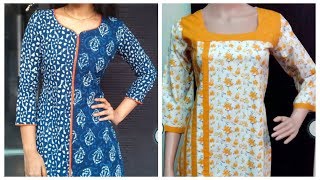 Simple cotton printed kurti design ideas,patchwork kurti designs,casual wear kurtas screenshot 5