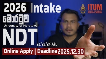 Moratuwa University NDT  2025/2026 intake  Online Apply