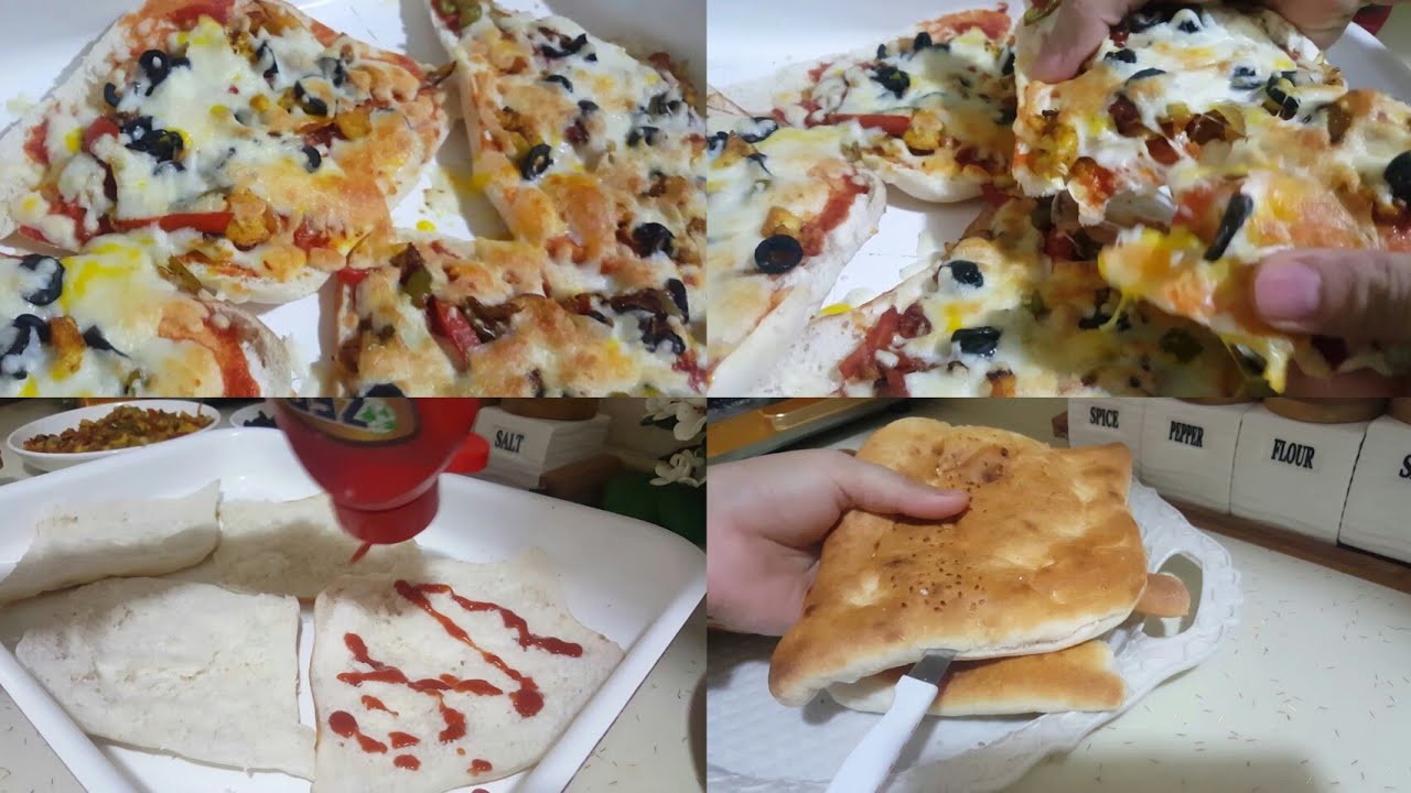 سويت بيتزا. بلصمون العراقي. 🍞🍕😽عشاء سريع كسرعه البرق 😅