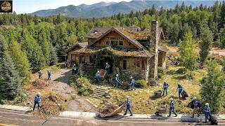 Renovating an abandoned wooden house into a luxurious modern Rustic Craftsman villa