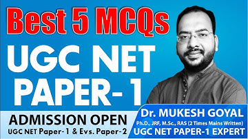 UGC / NTA NET PAPER-1 MCQs II By Dr. Mukesh Goyal
