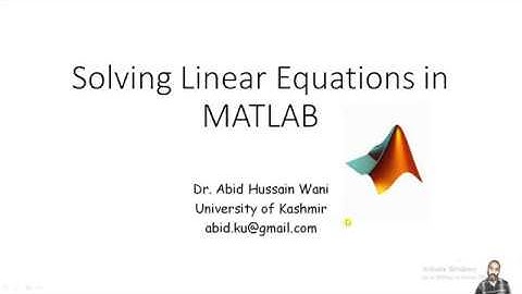 6. Solving Linear Equations in MatLab
