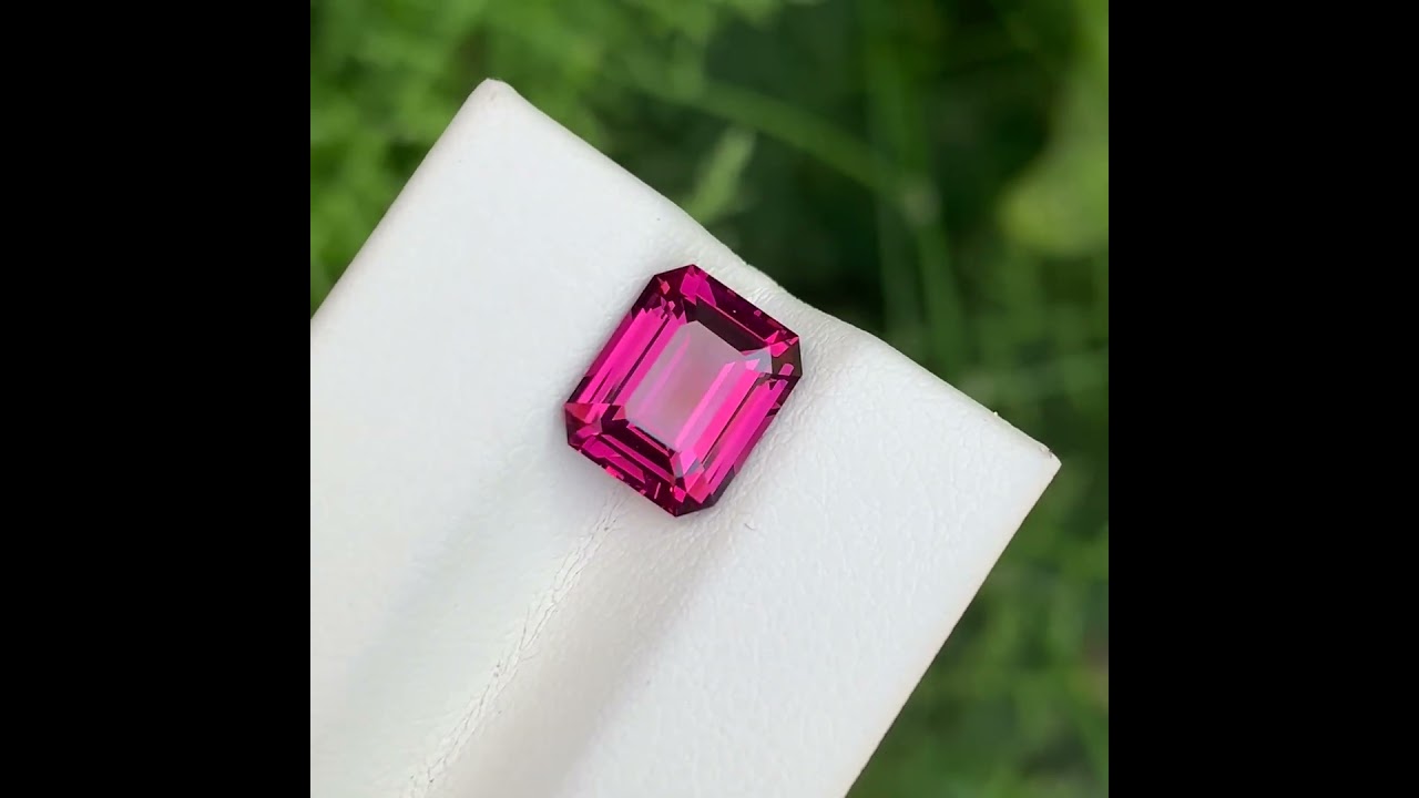 3.40 carats | Hot Pink Garnet Stone Emerald Cut Natural Nigerian Gemstone 