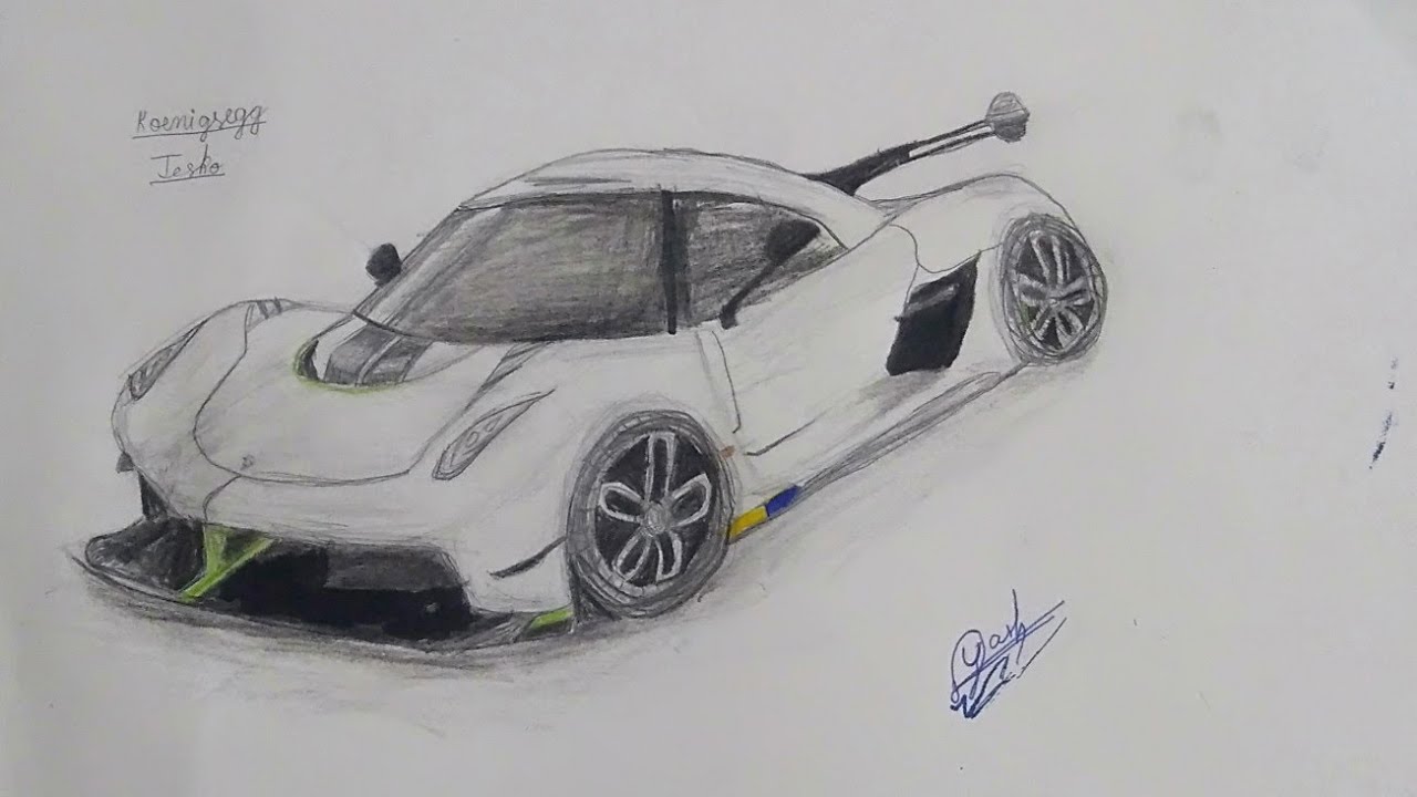 Realistic car drawing - Koenigsegg jesko - time lapse