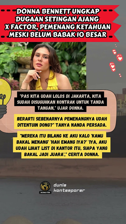 Donna Bennett Ungkap Dugaan Setingan Ajang X Factor, Pemenang Ketahuan Meski Belum Babak 10 Besar